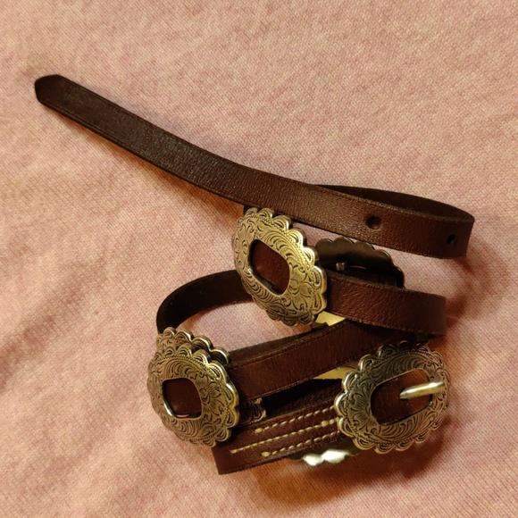 Lauren Ralph Lauren CONCHO Brown Leather Western Belt, Size M 31"-35" waist - Picture 10 of 10